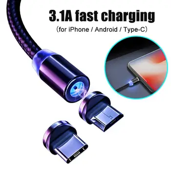 1/2m 3.1 Tip C USB Magnetni Kabel Micro USB Kabel za Polnjenje Android, iPhone, Samsung Huawei Magnet Polnjenje Telefona Mobilni