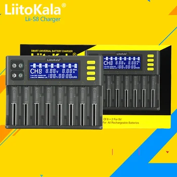 1-5PCS LiitoKala Lii-S8 18650 Baterijo, polnilnik 8-Reža za Auto-Polariteta Za Odkrivanje 26650 21700 14500 10440 16340 1,2 V baterijo 3,7 V