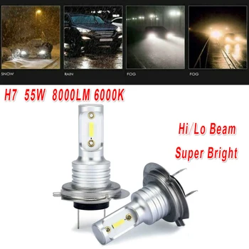 1 Par Avtomobilski Žarometi H7, LED Žarnice Conversion Kit High Low Žarek 55W 8000LM 6000K Svetilke Super Svetle Žarometi Auto Dodatki