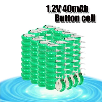 10-100pc 1,2 V 40mAh Ni-MH Baterije MH Baterij Z Zatiči za ponovno Polnjenje Gumb Celic Baterije