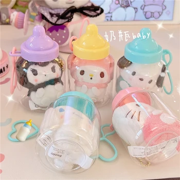 10 cm Hello Kitty Kawaii Moja Melodija Kuromi Hranjenje Steklenički Lutka Plišastih Lutka Anime Sanrioed Dekle Srce Srčkan Ključnih Verige Dekle Darilo