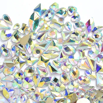 100 kozarcev AB Flatback Srce, Posebno v obliki Diamanta Nosorogovo Kristalno Čar Luksuzni Nail Art Draguljev Okraski Bleščice DIY Primeru Telefon