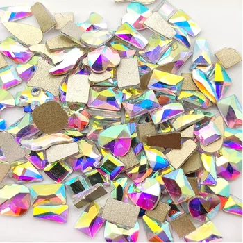 100 kozarcev/Box Mešani Ravnega Stekla Nosorogovo Nail Art Dekoracijo Različnih Oblik Priljubljena Diamant Nakit DIY Manicuring Odlikovanja