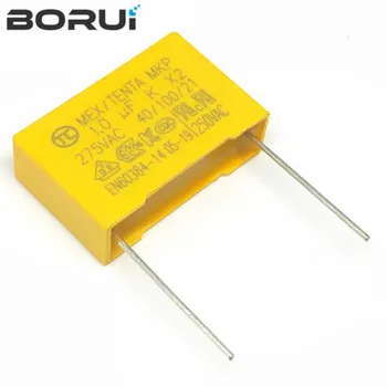 10pcs 1uF kondenzator X2 kondenzator 275VAC 105 Igrišču 15 mm X2 Polipropilen film kondenzator 1uF 275V105