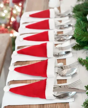 10pcs Božič Vilice, Nož, Jedilni pribor Nosilec Žep Vrečko Red Hat Santa Žlico Posode za Shranjevanje Vrečko Božično Večerjo Namizni Okrasek