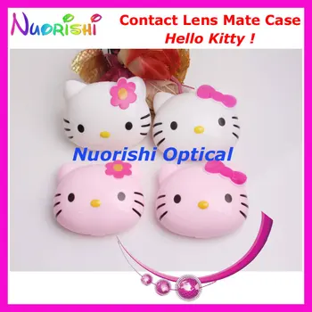 10pcs Hello Kitty design Kontaktne Leče Primeru Ogledalo C529 kontaktne leče mate polje Brezplačna Dostava