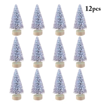 12-Delni Mini Božično Drevo Sisal Svile Cedre - Dekoracijo Majhno Božično Drevo - Zlato, Srebrno Modra Zelena Bela Mini Drevo