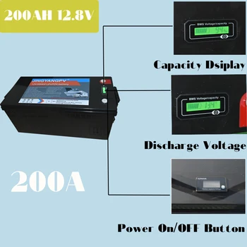 12V 200AH Litijeva Baterija 4000+ Deep Cycle LiFePO4 Baterija z Vgrajeno 200A BMS za Dom Skladiščenje,Panulo Motor,RV,Off-Grid