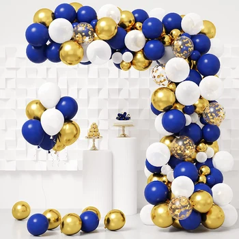 142Pcs Mornarsko Modri Balon Garland Arch Kit Kovinsko Zlata Konfeti Ballon za Maturo Poroko, Rojstni dan Baby Tuš Dekor