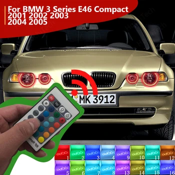 16 barve dinamično Ultra svetla RGB LED Angel Eyes komplet z RF odd. Za BMW Serije 3 E46 Compact 2001 2002 2003 2004 2005