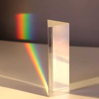1PC Trikotno Prizmo Optične Prizme Stekla Fizika Poučevanja Refracted svetlobnega Spektra Mavrice učne Opreme 25x25x80mm