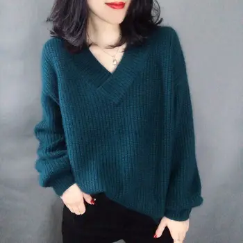 2020 jeseni in pozimi nov pulover ženske ohlapen pulover velikosti zgosti Proti-vrat dno barva pulover ženske tide