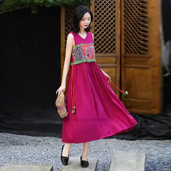 2022 kitajske tradicionalne hanfu obleko orientalski uspešnosti fazi folk dance obleko nacionalni cvet vezenje obleko retro sundress