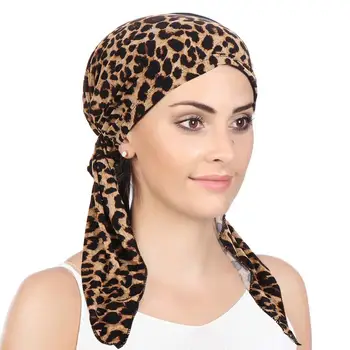 2022 Moda Spanja Kape Mehko Elastično Nightcap za Ženske Leopard Tiskanja Ovijte Glavo Turbante Bonnet Nego Las Kemoterapijo Klobuk
