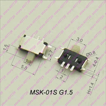 20PCS Visoke Kakovosti Interruptor MSK-01S G=1,5 MM Mikro drsno 7Pin 2Positons PCB Mount preklopno Stikalo Ročaj