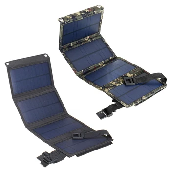 20W 5V solarnimi Zložljivi USB Plošča Celice Zunanji Mobilni Telefon Moč Celice, Baterije Polnilnik za Kampiranje, Pohodništvo z Carabiner