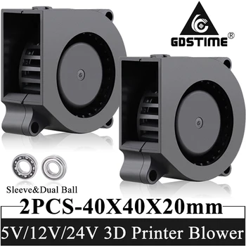 2Pcs Gdstime 40 mm 3D tiskalnik puhala ventilator 40 mm x 40 mm x 20 mm 4020 Turbo puhalo DC 24V 12V 5V Dvojni Kroglični Ležaji ventilatorji 4 cm
