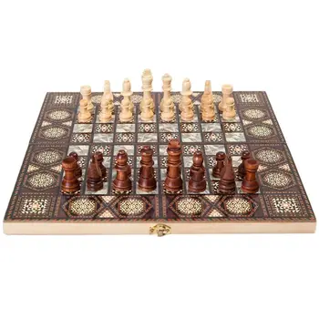 3 v 1 Velika 39CMx39CM Leseni Šah, Backgammon Dama Potovanja Igre Chess Set Iger Za Otroke, Božično Darilo za Rojstni dan
