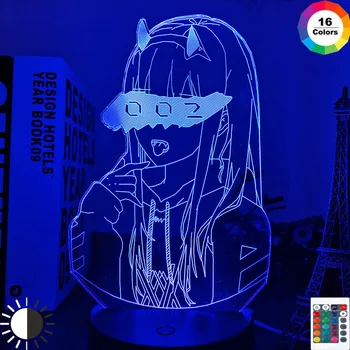 3D Led Nočna Lučka DRAGA v FRANXX Nič Dveh 002 Za Božično Darilo in Spalnica Dekoracijo Anime Lučka Led Osvetlitev