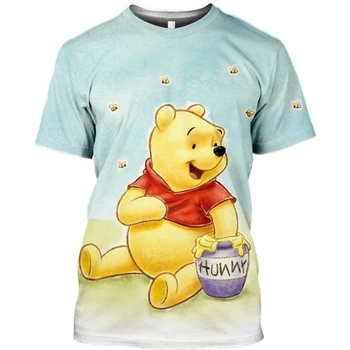 3D Majica Disney Ženske Poletje Priljubljena Winnie the Pooh G. Sanders Risanka Priložnostne Novih Izdelkov Udoben T-Majica Lady