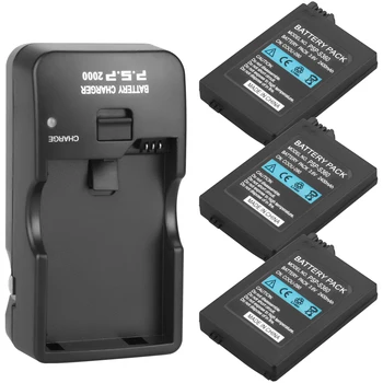 3Pcs 3,6 V 2400mAh Baterije + Polnilec Kompleti za Sony PSP2000 PSP3000 Konzole
