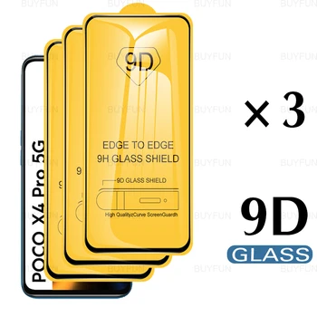 3pcs 9D Kaljeno Zaščitno Steklo Film Za Xiaomi Poco X4 Pro 5G Polno Kritje Screen Protector Za Poco Poko X4 NFC X4Pro X4NFC
