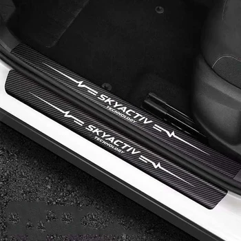 4pcs avto Nalepke vrata ogljikovih usnjenih Vlaken Polico Ploščo Za Mazda 3 6 CX-7 CX-9 CX-3 CX30 dodatki