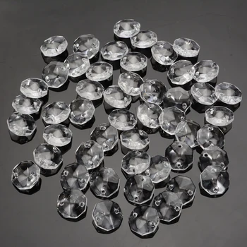 50Pcs 14 mm Steklo, Kristal, Prizme Jasno Octagonal Kroglice Steklene Obesek Lestenci za Žarnice Luči Odlikovanja
