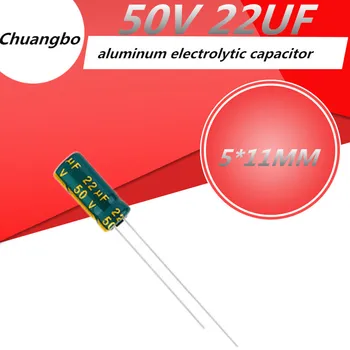 50pcs/veliko Higt kakovosti 50V22UF 50V 22UF 5*11 MM nizko ESR/impedanca visoko frekvenco aluminija elektrolitski kondenzator