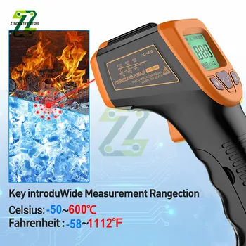 -50~600℃ / -58~1112℉ brezkontaktno Industrijske Temperature LCD Laserski Merilnik Temperature Infrardeči Laser Termometer, Temperaturno Pištolo