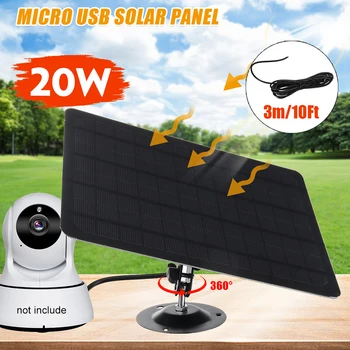 5V 20W Prenosni Solarni Paneli Za IP Kamero Mikro-USB Polnilnik Prostem S 3 M Kabel Nepremočljiva Napajanje
