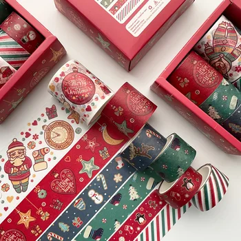 6 kos/set Vesel Božič Maskiranje Washi Tape DIY Scrapbooking Nalepke, Dekorativne Nalepke Samolepilni Trakovi Holiday Gift Tiskovine
