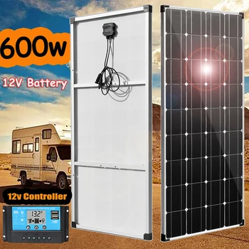 600W 450W 300W 150W solarnimi aluminijast Okvir 12v Baterije, Polnilec Monokristalne Celice Sistem za Domače Strehe Avto, Čoln, Avtodom