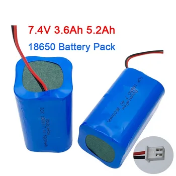 7.4 V 18650 Baterija Litij-100% Realne Zmogljivosti 3600mAh/5200mAh Akumulatorske Baterije, Megafon Protection Board+TG-2P Plug