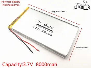 8065113 3.7 li-polimer baterija 8000mAh Litij-LiPo 3,7 v 8ah baterija za ponovno polnjenje