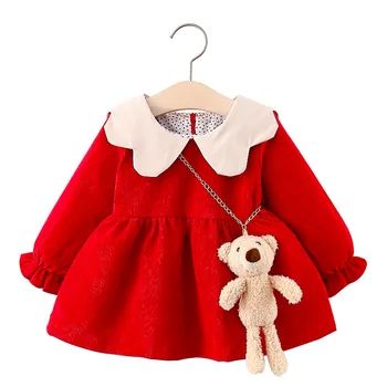 9 12 18 24 Mesecev Novorojenčka Dekle Obleko Srčkan Nosi Pomlad Jesen Baby Girl Obleke, Božič, Rojstni Dan Obleko Otroci Oblačila