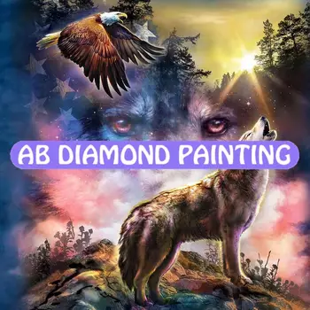 AB Diamond Slikarstvo Volk 5D DIY Navzkrižno Šiv Celoten Kvadratni Krog Vaja Živali Nov Prihod Mozaik Nosorogovo Obrti Hobi Doma Dekor