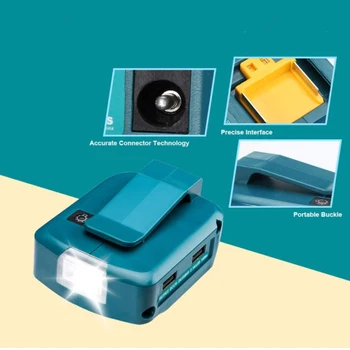 Adapter za LED delovna Lučka za Makita 14,4 V/18V Li-ionski Akumulator BL1830 BL1430 Dvojno USB Tip-C Pretvornik LED Svetilka Svetilka Pozornosti
