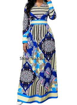 Afriške Design Dashiki Obleko Tiskanja Maxi Obleke Muslimanskih Abaya Bazin Haljo Halje Afriki Dolgo Riche Lady Tradicionalne Islamske Hipster
