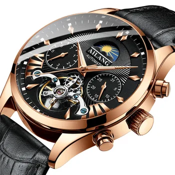 AILANG vrh luksuzne blagovne znamke moških je mehanska ura moon phase multi-funkcijo tourbillon watch potapljanje ura poslovni moški slog