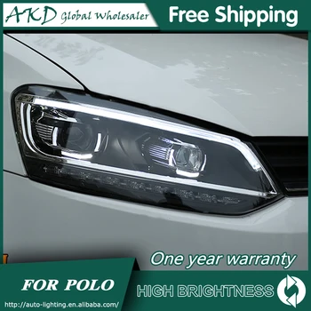AKD Avto Styling za 11-18 VW Polo Žarometi Novi Polo LED Smerniki DRL Bi Xenon Objektiv Visoke Nizko Žarka Parkiranje Meglo Svetilke Pribor