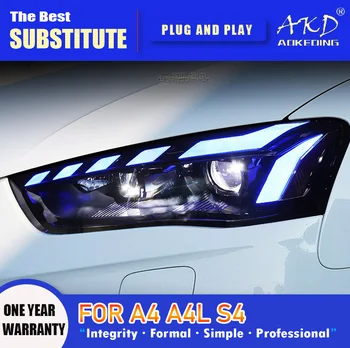 AKD Glave luči za Audi A4, LED Smerniki 2013-2016 Žarometi A4L S4 DRL Vključite Signal High Beam Angel Eye Objektiv Projektorja