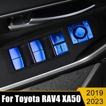 Aluminij Avto Steklo Dvignite Gumb Kritje Trim Nalepke Nalepke, Dodatki Za Toyota RAV4 2019-2022 2023 RAV 4 XA50 Hibrid