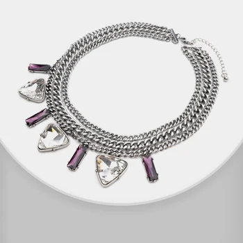 Amorita boutique geometrijo multi verige ogrlica v srebrni barvi