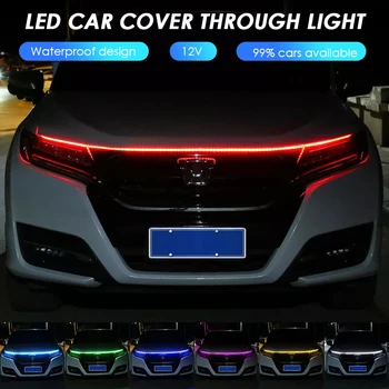 Avto Kapuco Dnevnih Luči Trakovi Nepremočljiva Prilagodljivo LED Auto Dekorativni Vzdušje Lučka za Osvetlitev Okolice 12V Univerzalni