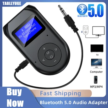 Bluetooth 5.0 Avdio Oddajnik Sprejemnik 3,5 mm Priključek AUX Brezžična Zvočna kartica LCD Zaslon Z Mic za TV Avtomobilski Stereo sistem Zvočnikov