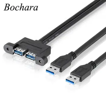 Bochara Dvojno USB 3.0 Moški Dvojni USB 3.0 Ženski USB 3.0 Podaljšek Kabla z Vijakom Panel Mount Zaščiteni 30 cm 50 cm 1m 1,5 m 2m