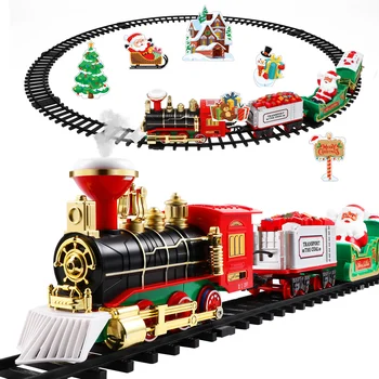 Božični Vlak Set Električna Železniških Tirih Železniške Igrača, S Zvoka, Svetlobe Za Otroke Darilo Pod Božično Drevo Decoration