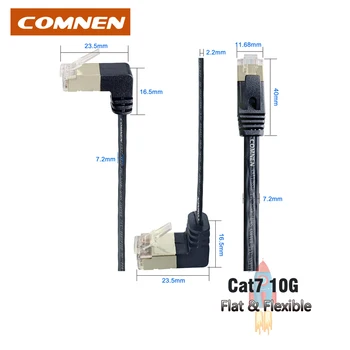 COMNEN Cat7 Ravno Ethernet Kabel RJ45 SSTP Gor Dol pod Kotom 90 Stopnjo Patch Kabel 1/3/5 Noge Omrežja Vodi za Usmerjevalnik Modem, TV Okno