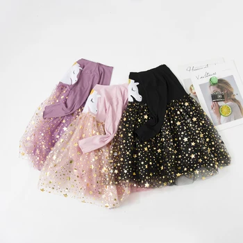 Dekleta Obleko 2021 Jeseni, Pozimi Novo Otrok Oblačila Otroci Priložnostne Dolg Rokav Obleka Za Dekleta Samorog Stranka Princesa Obleke 3-7Y